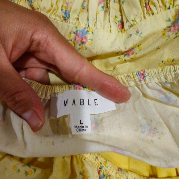 *SOLD *Mable CASSIDY PEASANT MINI DRESS Size L Yellow - Picture 13 of 16